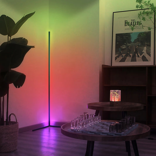 RGB LED Corner Floor Lamp For Living Room Bedroom Game Room