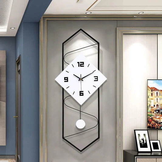 Swing Quartz Silent Wall Clock Modern Metal Home Decor Pendulum