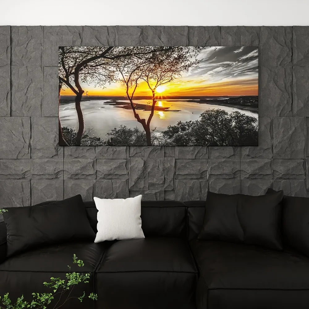 Sunset Landscape Art - High quality forest scenery, 1.5 inches thick, suitable for interior decoration