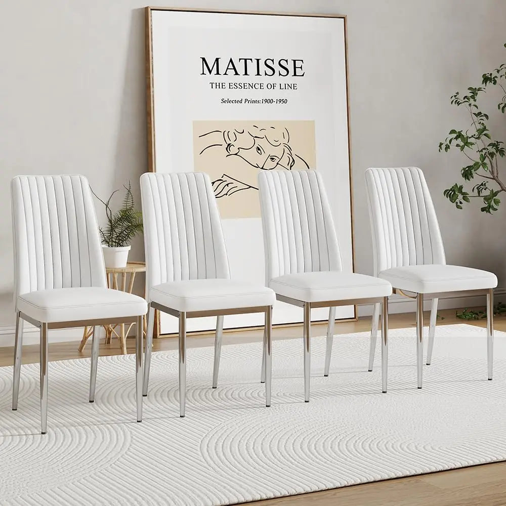 Modern Dining Room Chairs Set Of 4 Metal Suede Fabric