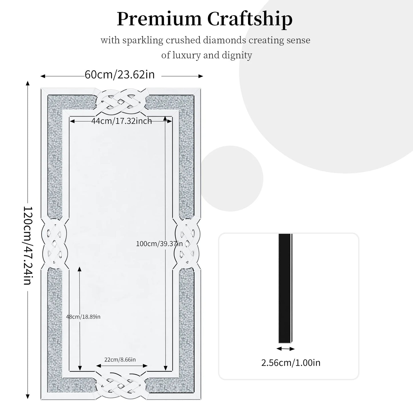 Wisfor Crystal Crush Diamond Wall Mirror Luxury Home Decor