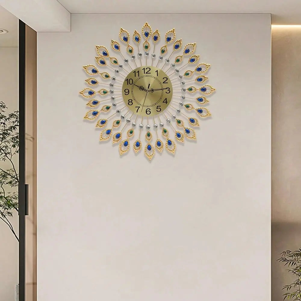 Large Wall Clock Non-Ticking Silent Modern Metal Big Clocks Decorative Wall Clocks For Living Room Dining Room Bedroom Decor, D