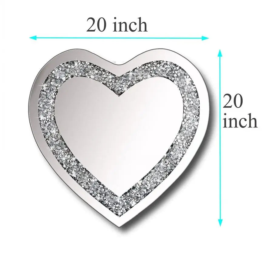 Crystal Crush Diamond Heart Shaped Frameless Wall Mirror Decor