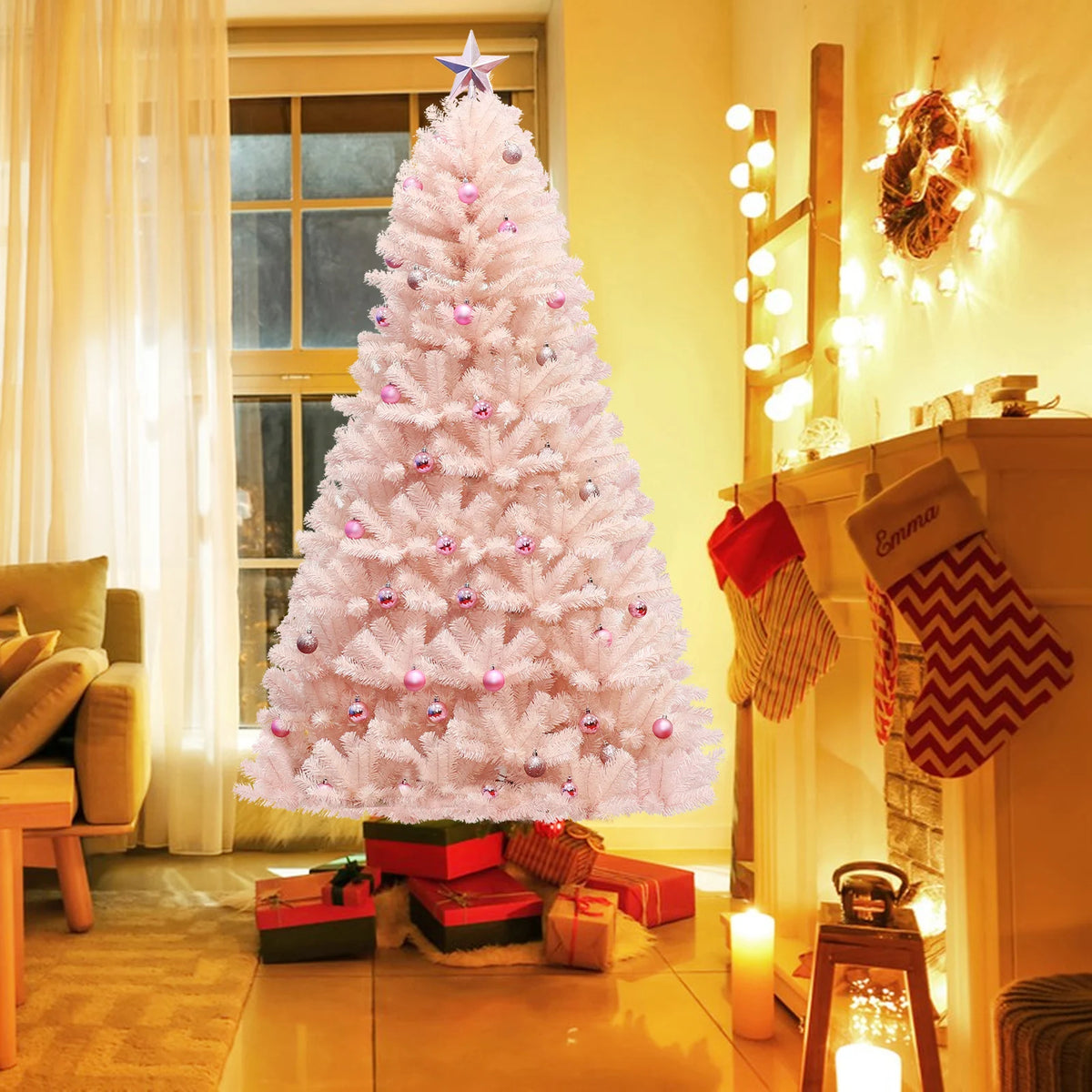LIFEZEAL Artificial Christmas Tree Holiday Decoration Flame Resistant PVC