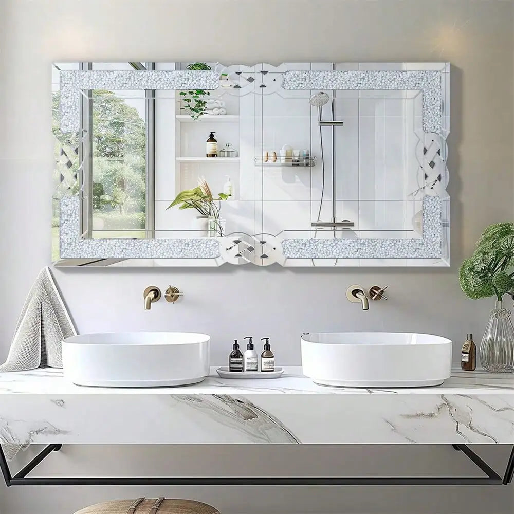 Crystal Crush Diamond Accent Mirror For Wall Decor