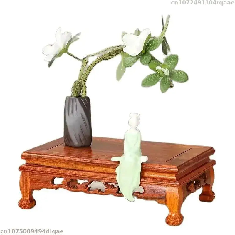 Natural Solid Wood Pedestal Vase Bonsai Plant Stand