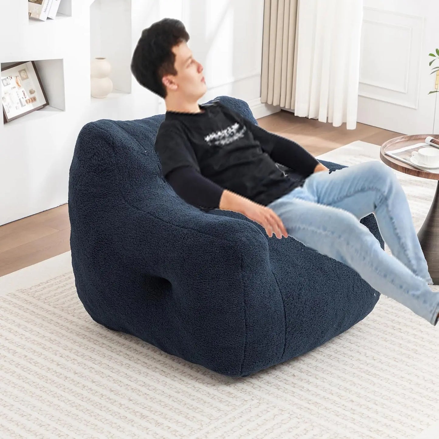 Memory Foam Bean Bag Chair For Adults With Arms FauxFur