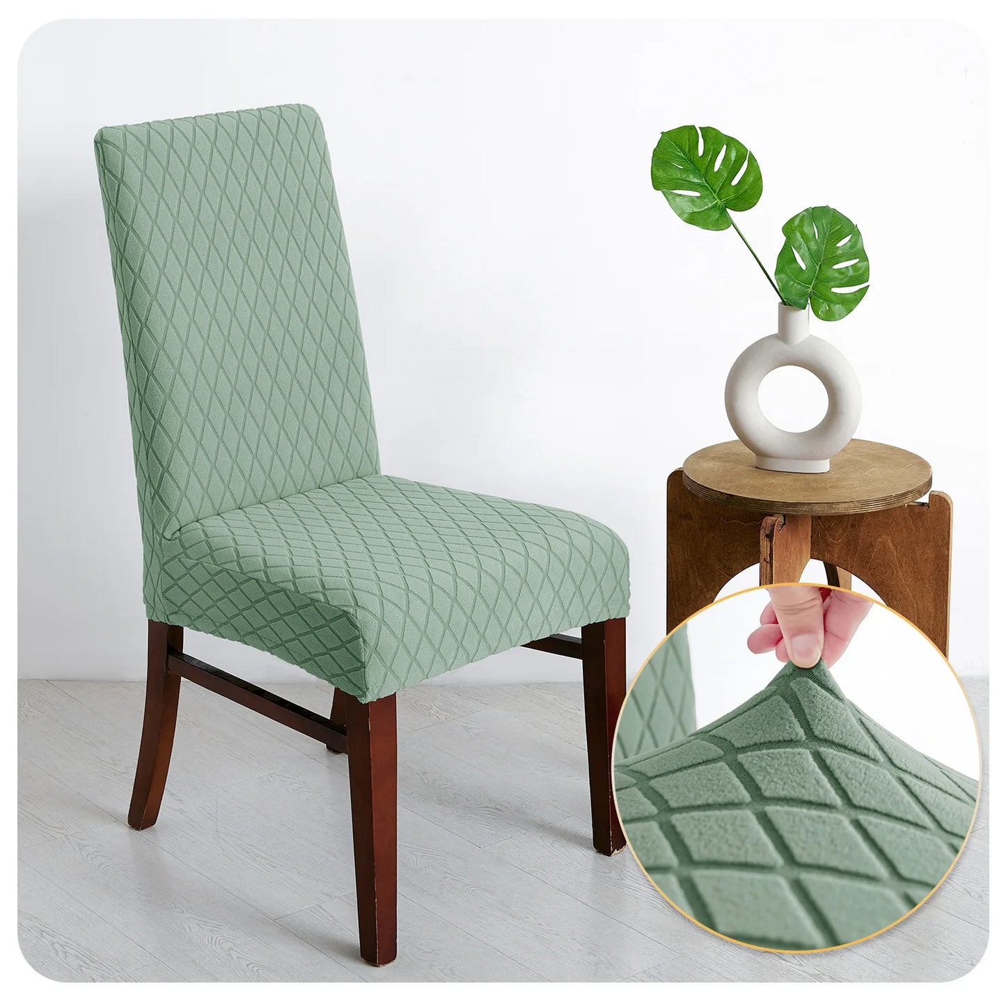 NONECN Jacquard Chair Cover Set Diamond Pattern Elastic Slipcovers