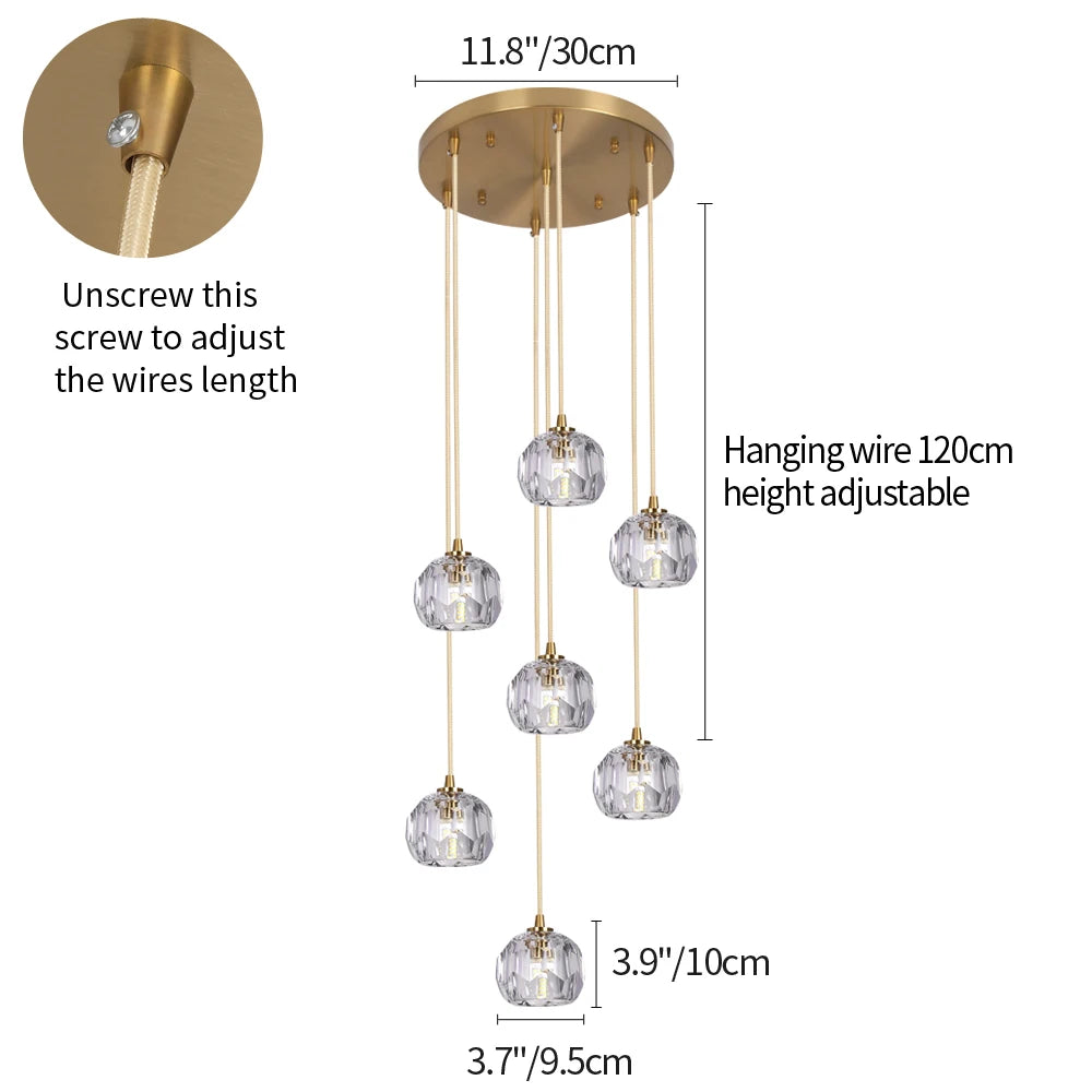 VETRULUS Crystal Pendant Ceiling Lamps Modern Home Decoration