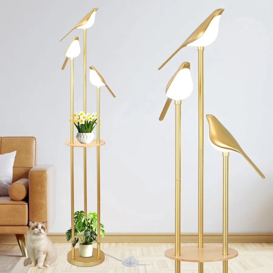 MDNG Floor Lamp With Shelves Modern Mid Century Standing Lamp LED