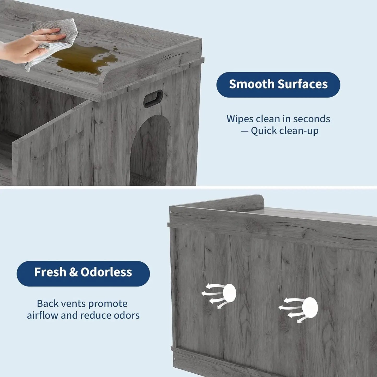 Cat Litter Box Enclosure, Hidden Litter Box Cabinet Furniture, Wooden Cat Washroom Furniture with Cosy Perch, pets House
