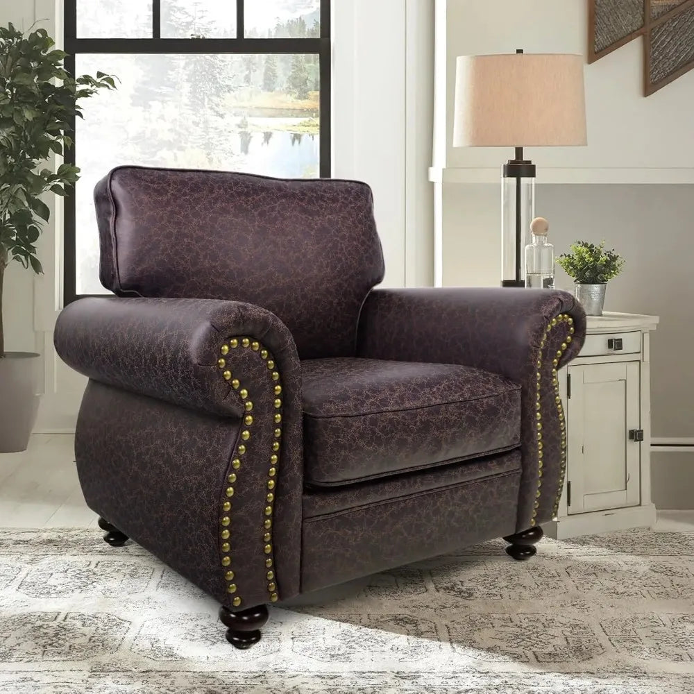 Mid Century Modern Sofa With Rivet Design For Living Rooms