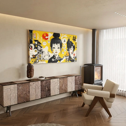 Glitter Girl - A warm presence like glitter, suitable for bedroom, office, living room, 1.5 inch thick pine solid wood frame