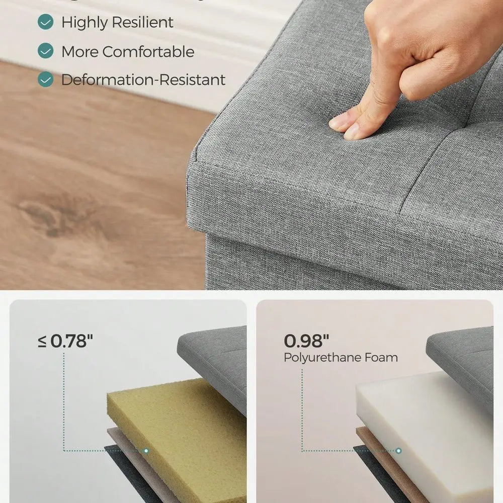 Collection - 30 Inches Storage Ottoman, Foldable Storage Bench With Flipping Lid, 660 Lb Load Capacity, For Entry