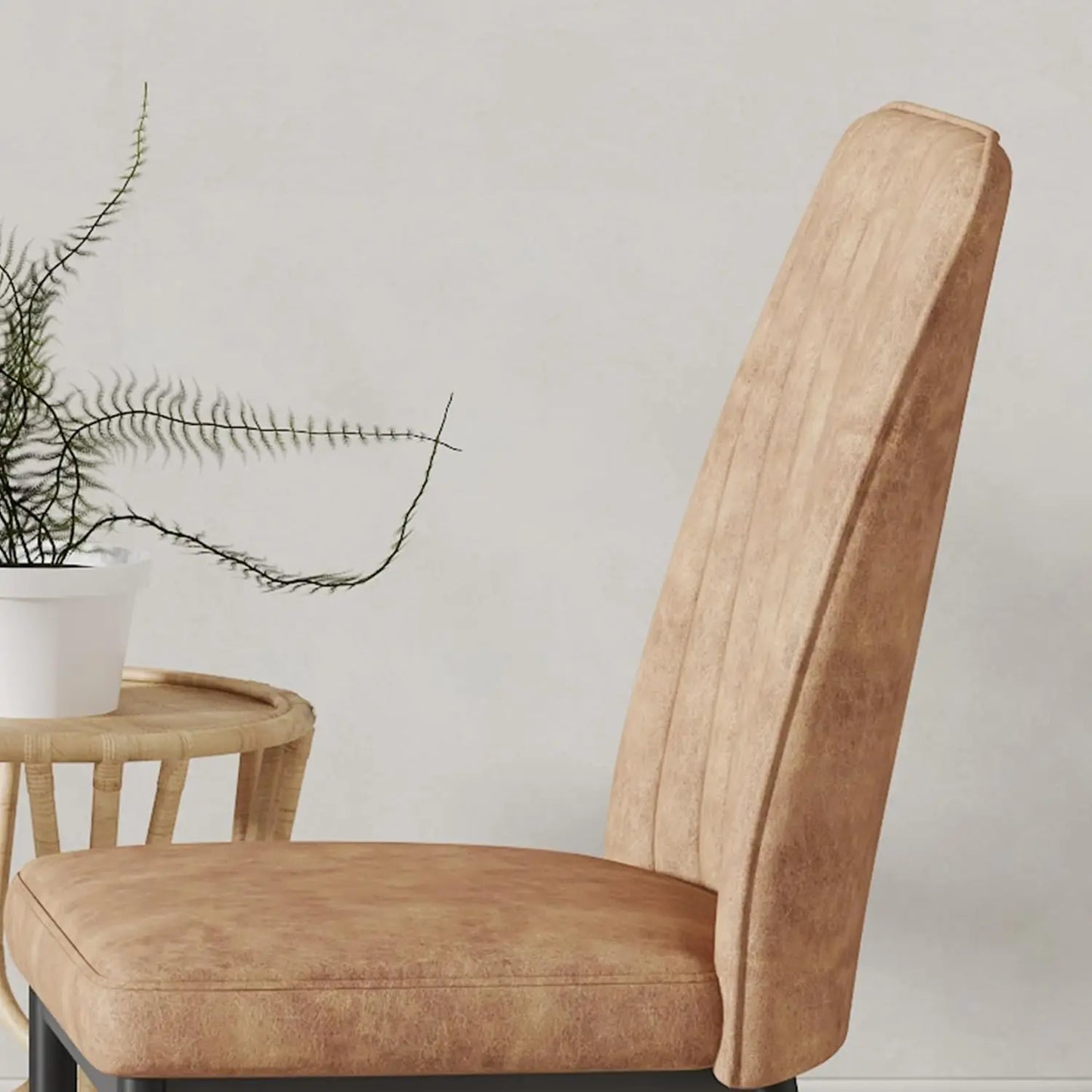 Modern Dining Room Chairs Set Of 4 Metal Suede Fabric