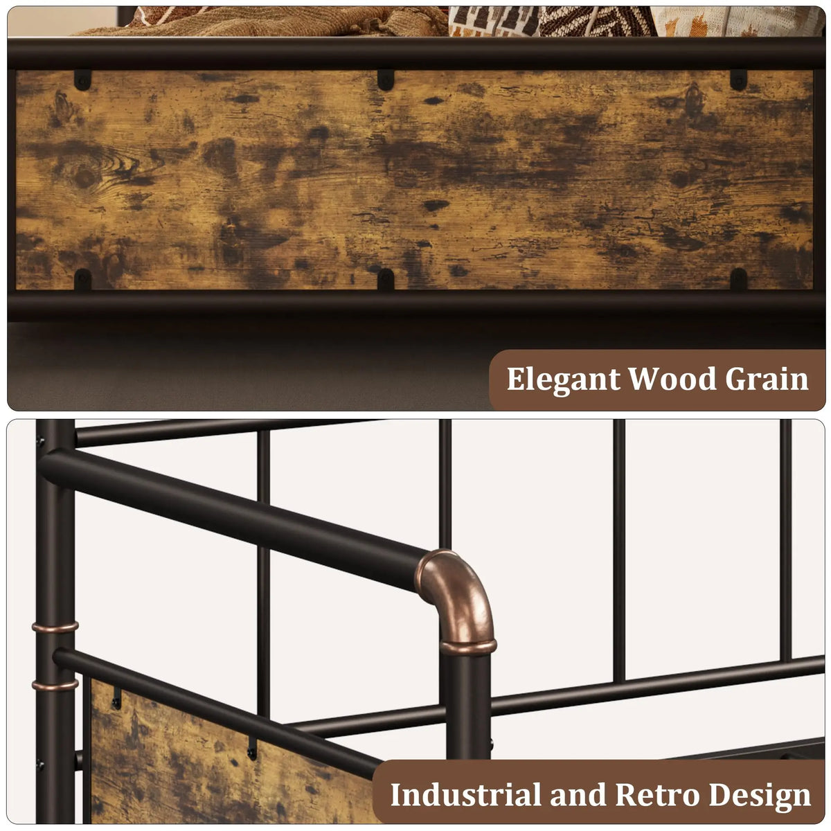 Heavy Duty Metal Daybed Frame Steel Slats Support Noise-Free Headboard Sofa Bed for Living Room Bedroom Guest Room, No Box Spring Needed