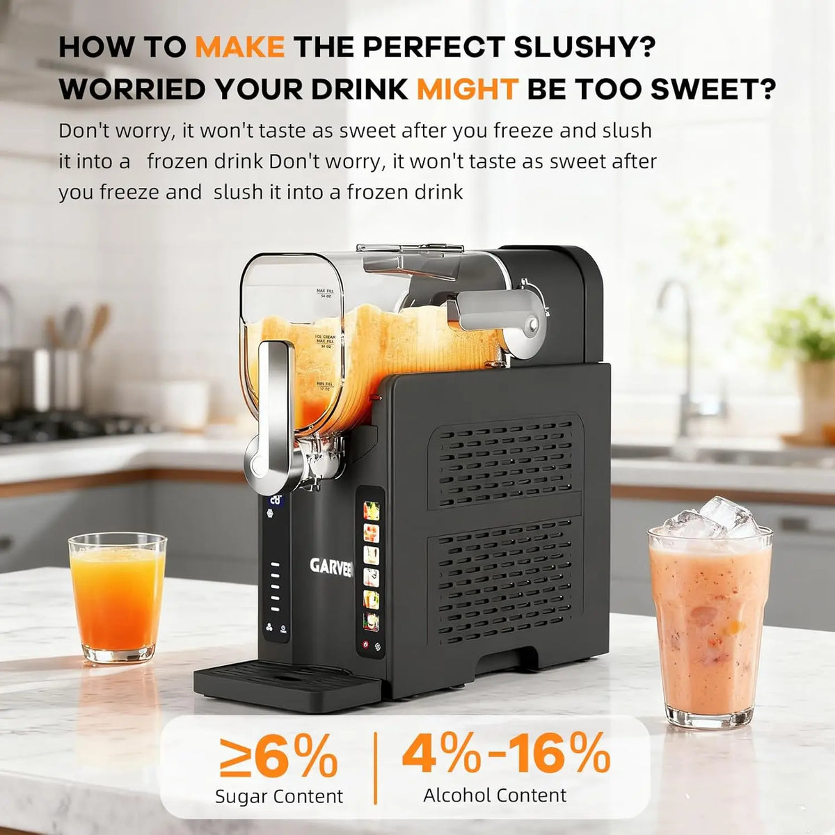 Acekool No Ice Slushie Maker With LED Display And Presets