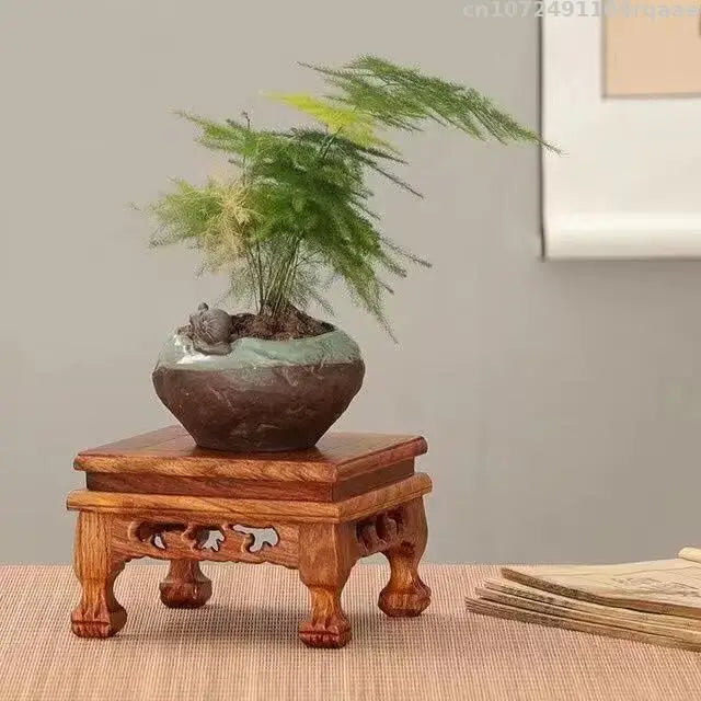 Natural Solid Wood Pedestal Vase Bonsai Plant Stand