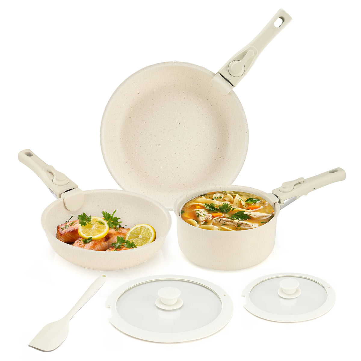 Nonstick Granite Pots And Pans Set With Induction Detachable Handles