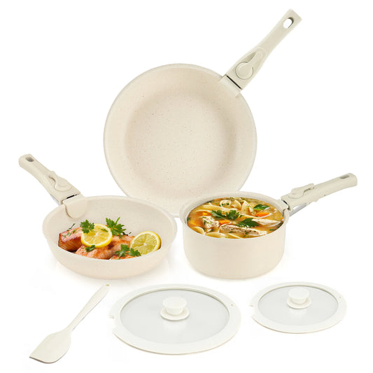 Nonstick Granite Pots And Pans Set With Induction Detachable Handles