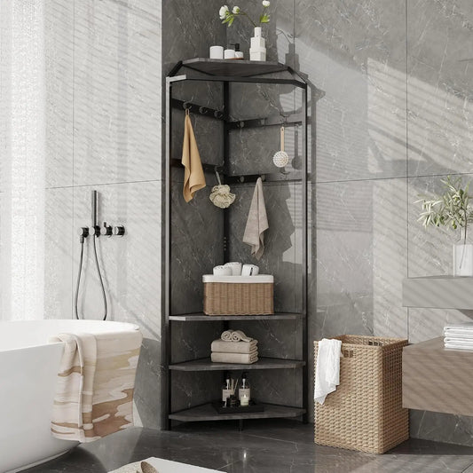 Corner Hall Tree With Shoe Bench Entryway Corner Coat Rack With 12 Double Hooks Clothes Rack With Corner Tree for Hallway