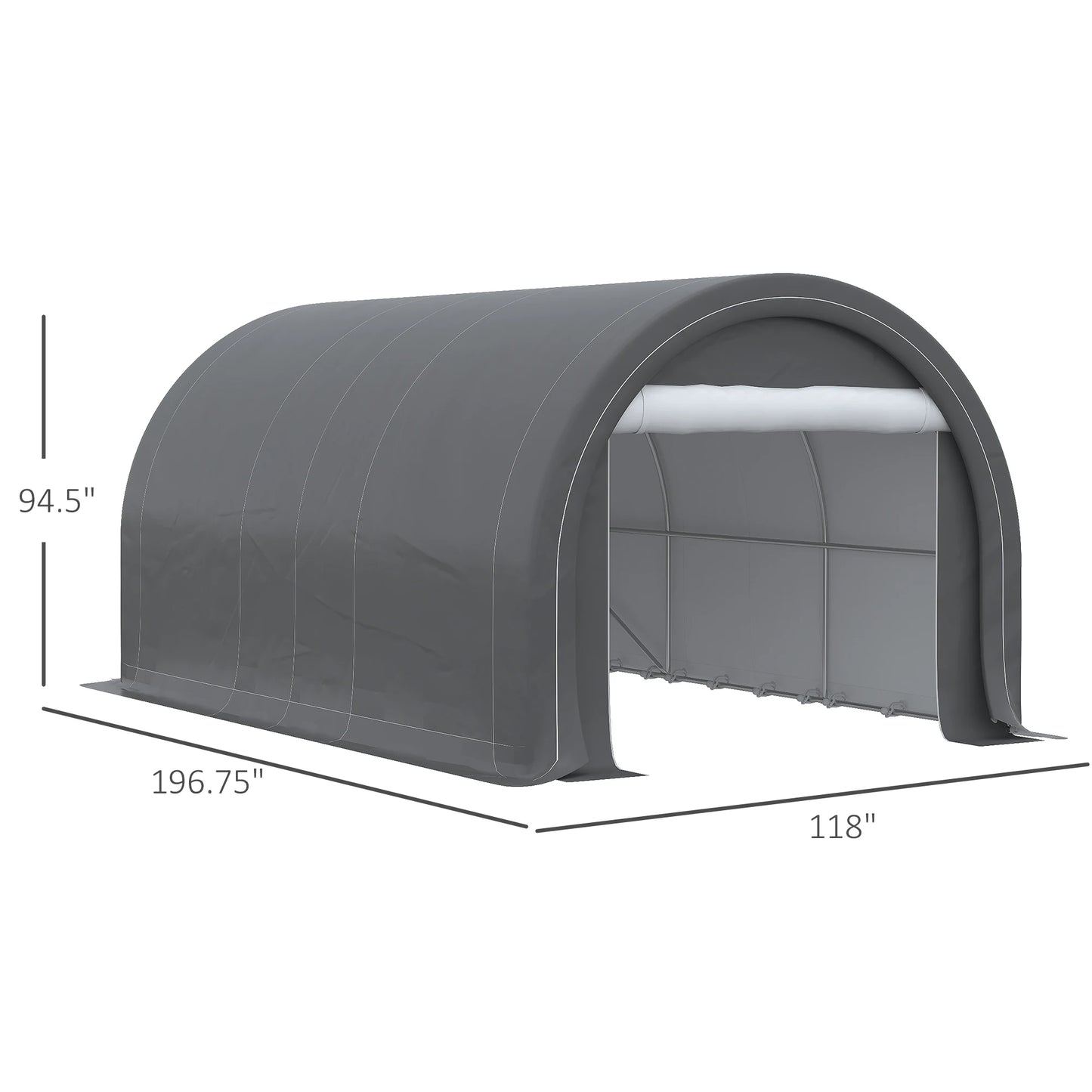 Outsunny 10' X 16' Carport Storage Tent Anti-Uv Pe Portable Garage, Gray