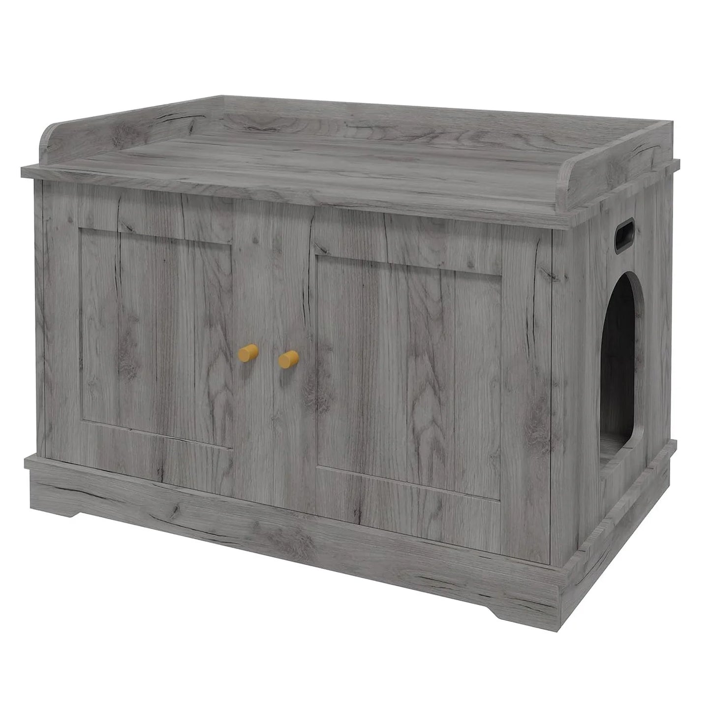 Cat Litter Box Enclosure, Hidden Litter Box Cabinet Furniture, Wooden Cat Washroom Furniture with Cosy Perch, pets House