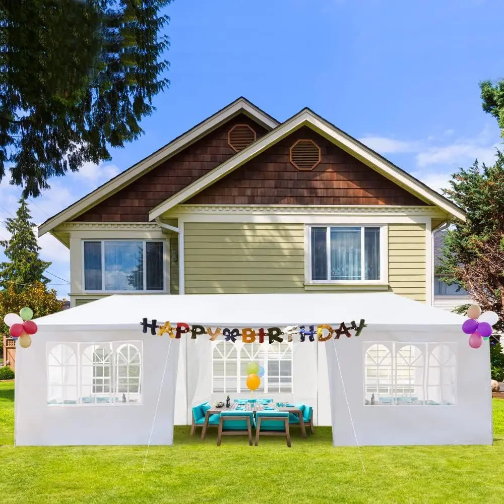 Large Outdoor Party Tent Seven-Sided Iron e Pe abric Party Tent Sunshade and Rain Shelter Gazebo Spiral Tube Contion Suitable or