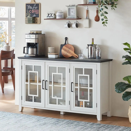 MOYU Farmhouse Sideboard Buffet Cabinet With Glass Doors