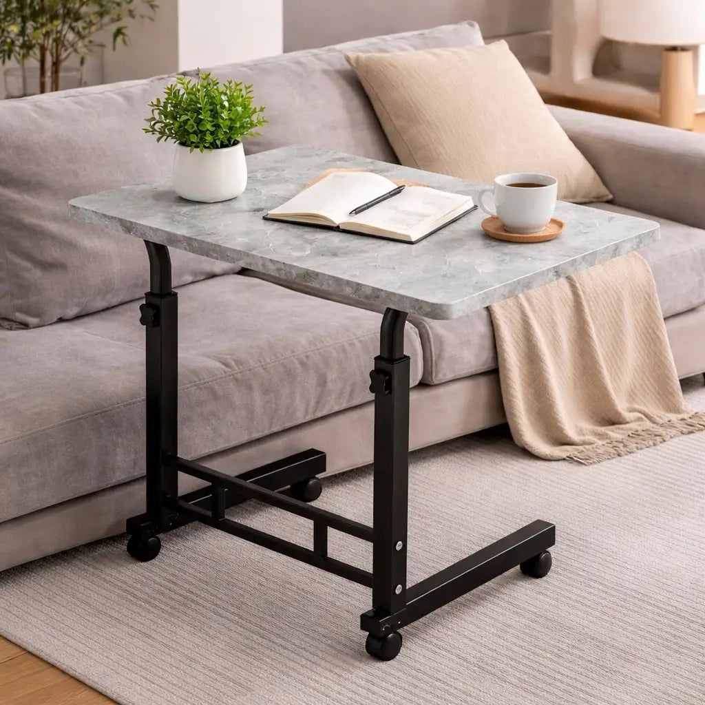 Rolling Overbed Table For Bed & Sofa – Space-Saving Mobile Side Desk, Easy To Move & Use Anywhere,Multiple Colors Available