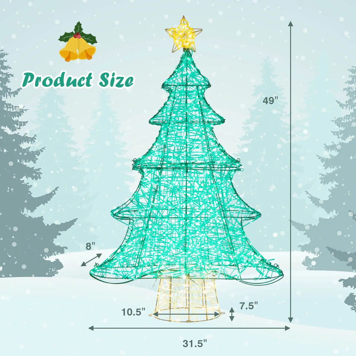 MULTIGOT Pre Lit Artificial Christmas Tree With LED Lights
