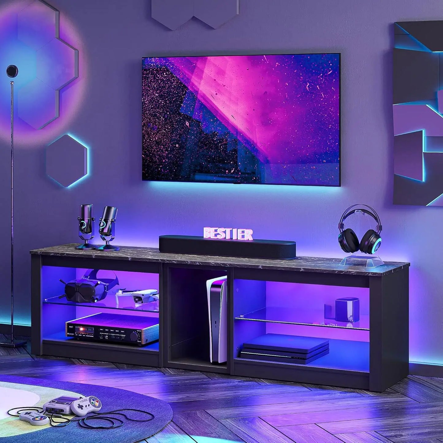 TV Stand and Gaming Entertainment Center for PS5 Modern Console