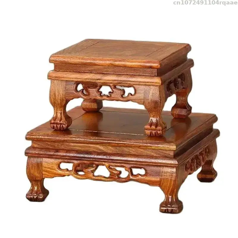 Natural Solid Wood Pedestal Vase Bonsai Plant Stand