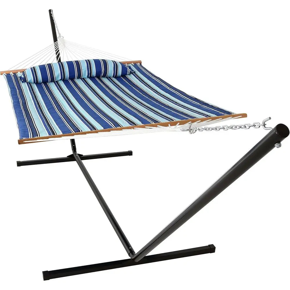 Quilted Double Hammock with Stand or Outside - 400-Pound acity 2-Person Hammock with Stand - 15-oot Stand - Catalina Beach
