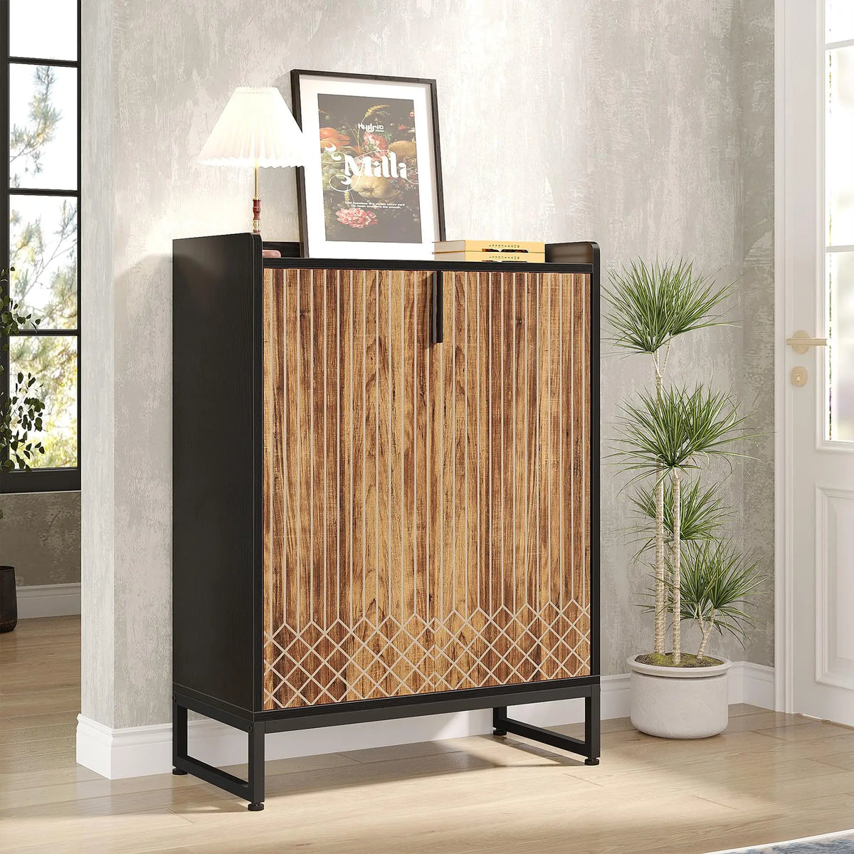 Tribesigns Wooden Shoe Cabinet With Doors For Home Storage