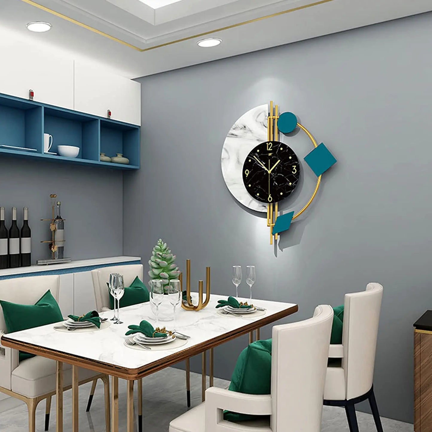 Marble Wall Clock Nordic Style Luxury Silent Battery Operated