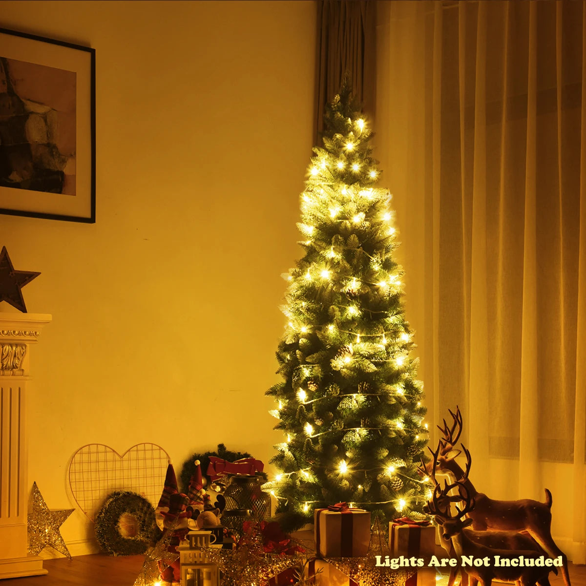 MULTIGOT Unlit Artificial Pencil Christmas Tree With Pine Cones