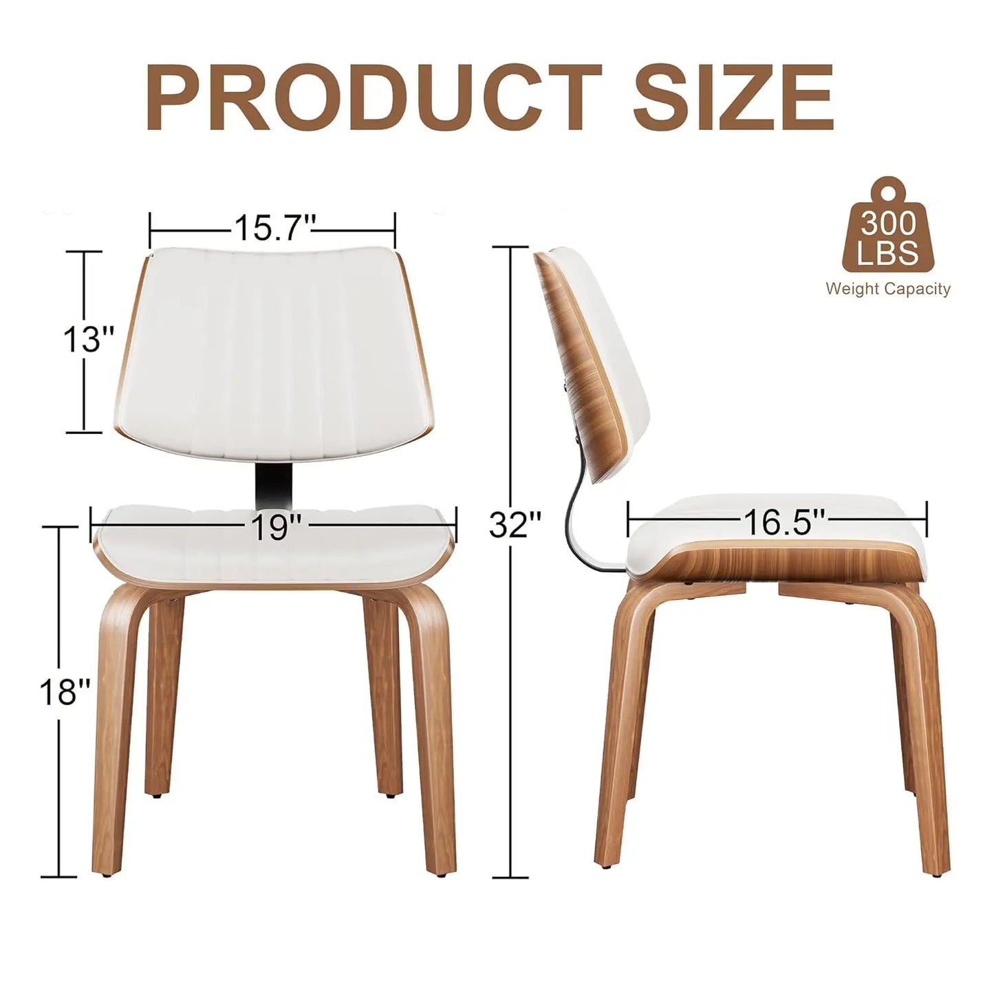 Mid Century Upholstered Faux Leather Dining Chairs Set 2 Ergonomic Curved Walnut Bentwood Back Kitchen Living Room, Custom