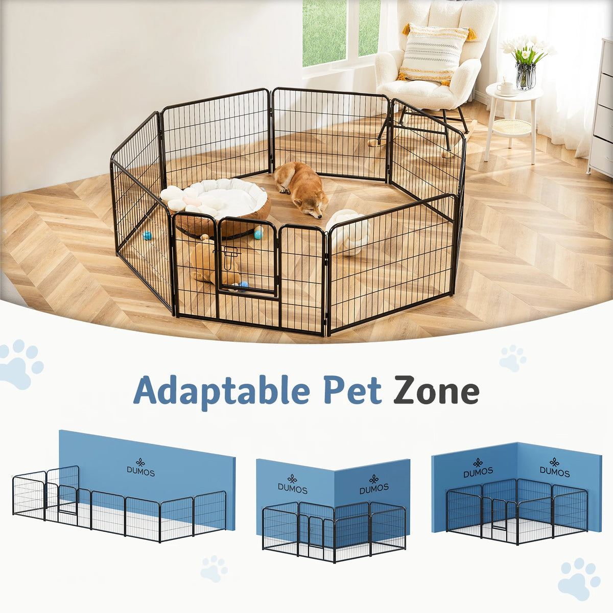 JHK Foldable Metal Dog Playpen Fence for Indoor Outdoor Use