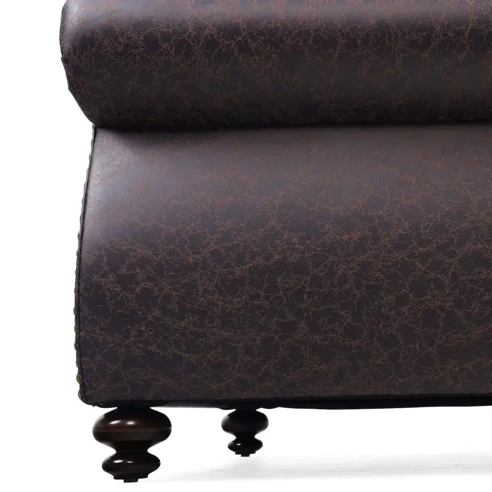Mid Century Modern Sofa With Rivet Design For Living Rooms