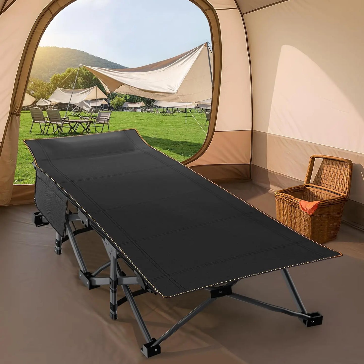 XMSJ Oversized Camping Cot For Adults Folding Bed Heavy Duty