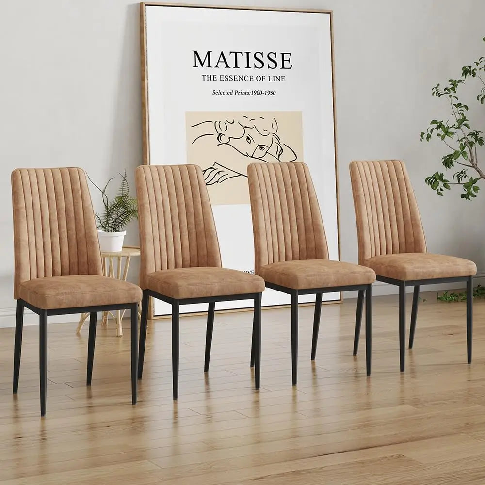 Modern Dining Room Chairs Set Of 4 Metal Suede Fabric