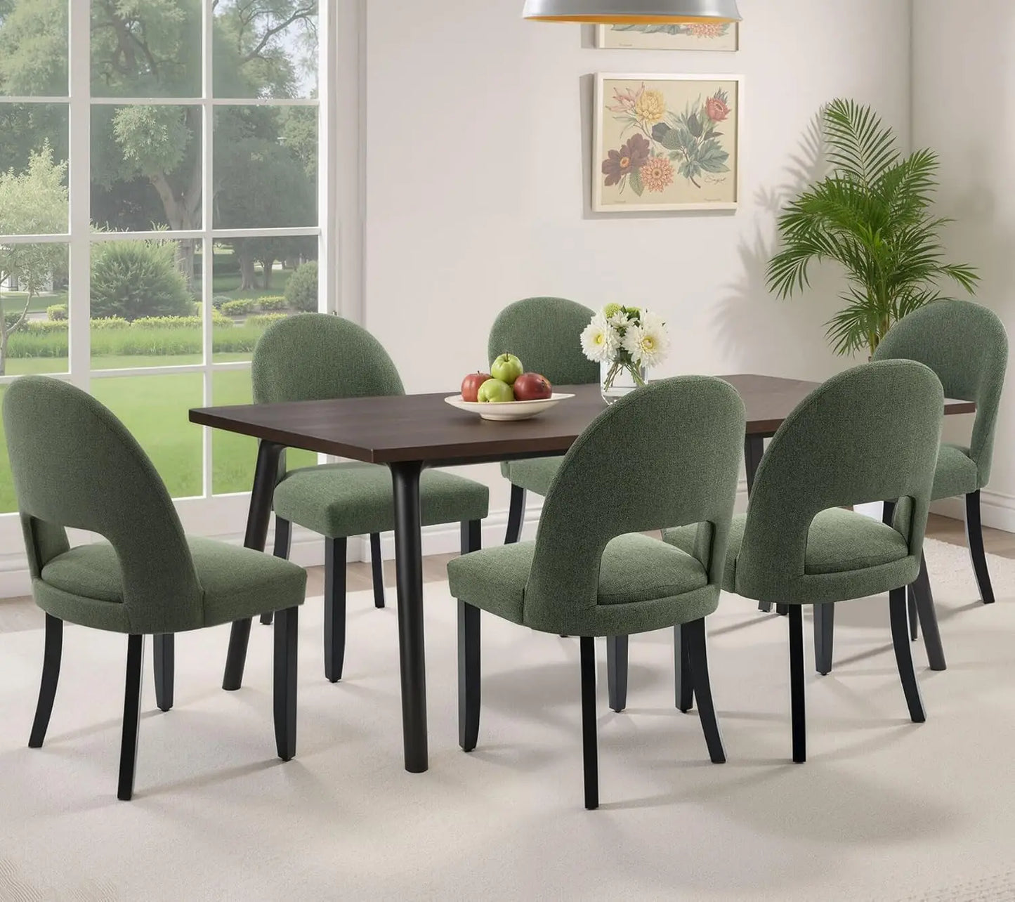 Upholstered Dining Chairs Set Of 6 Mid Century Modern