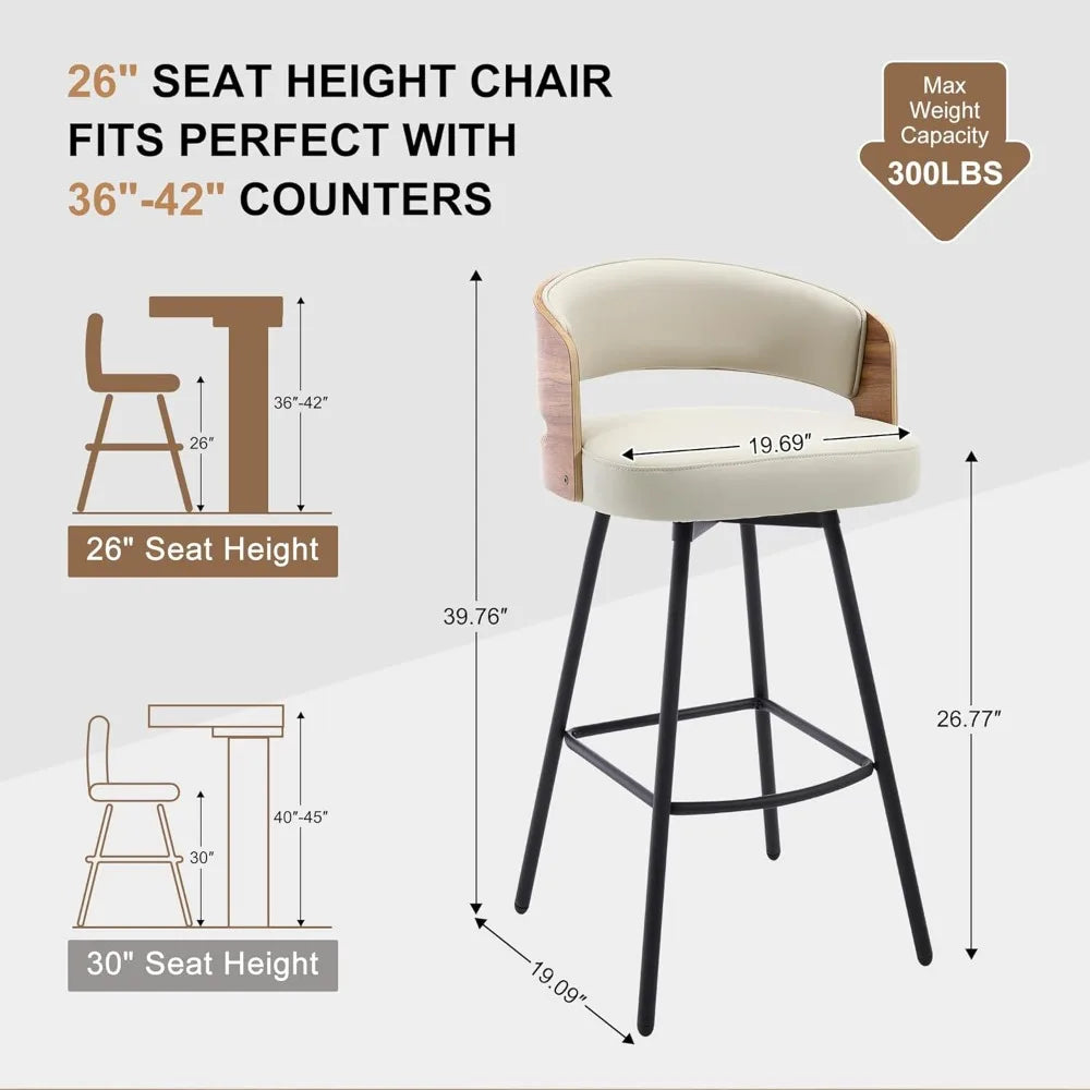 Guangbai Swivel Bar Stools Set of 2 Faux Leather Upholstered