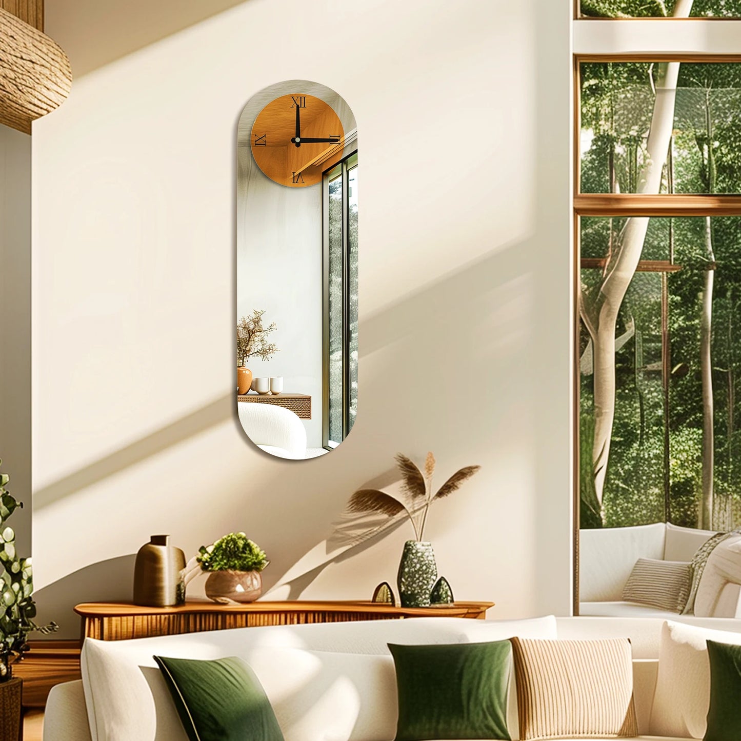 Wisfor Oval Mirror Wall Clock Modern Minimalist Decorative