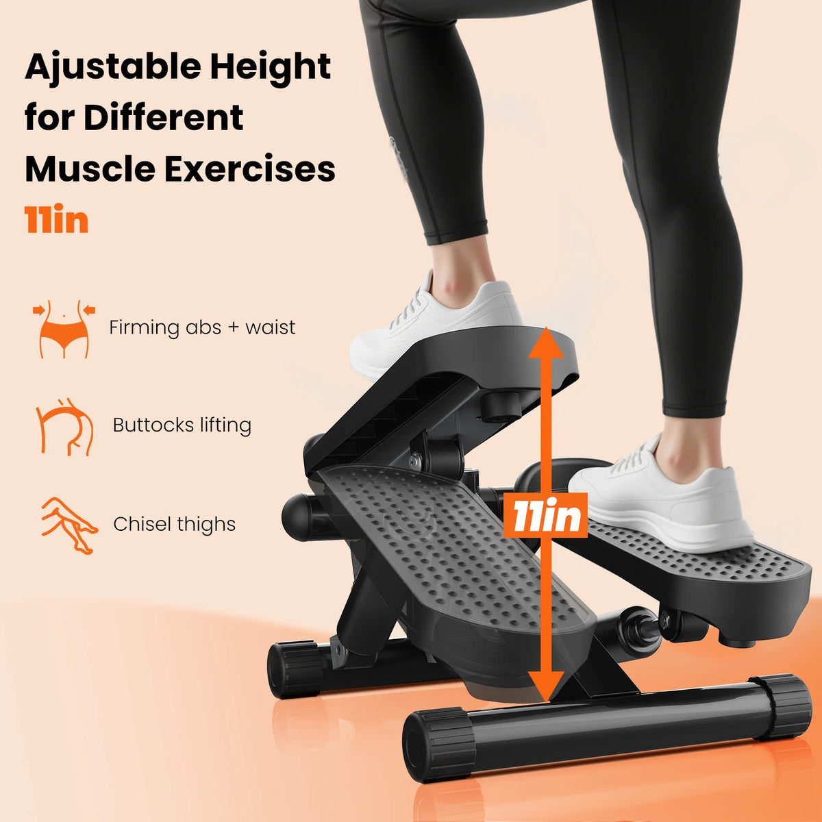 Home Cardio Mini Stepper With Resistance Bands and LCD Monitor