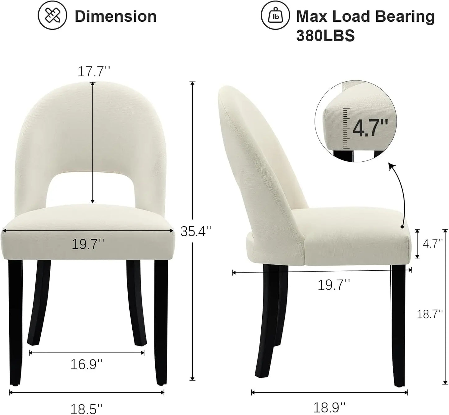 Upholstered Dining Chairs Set of 4 Mid Century Modern