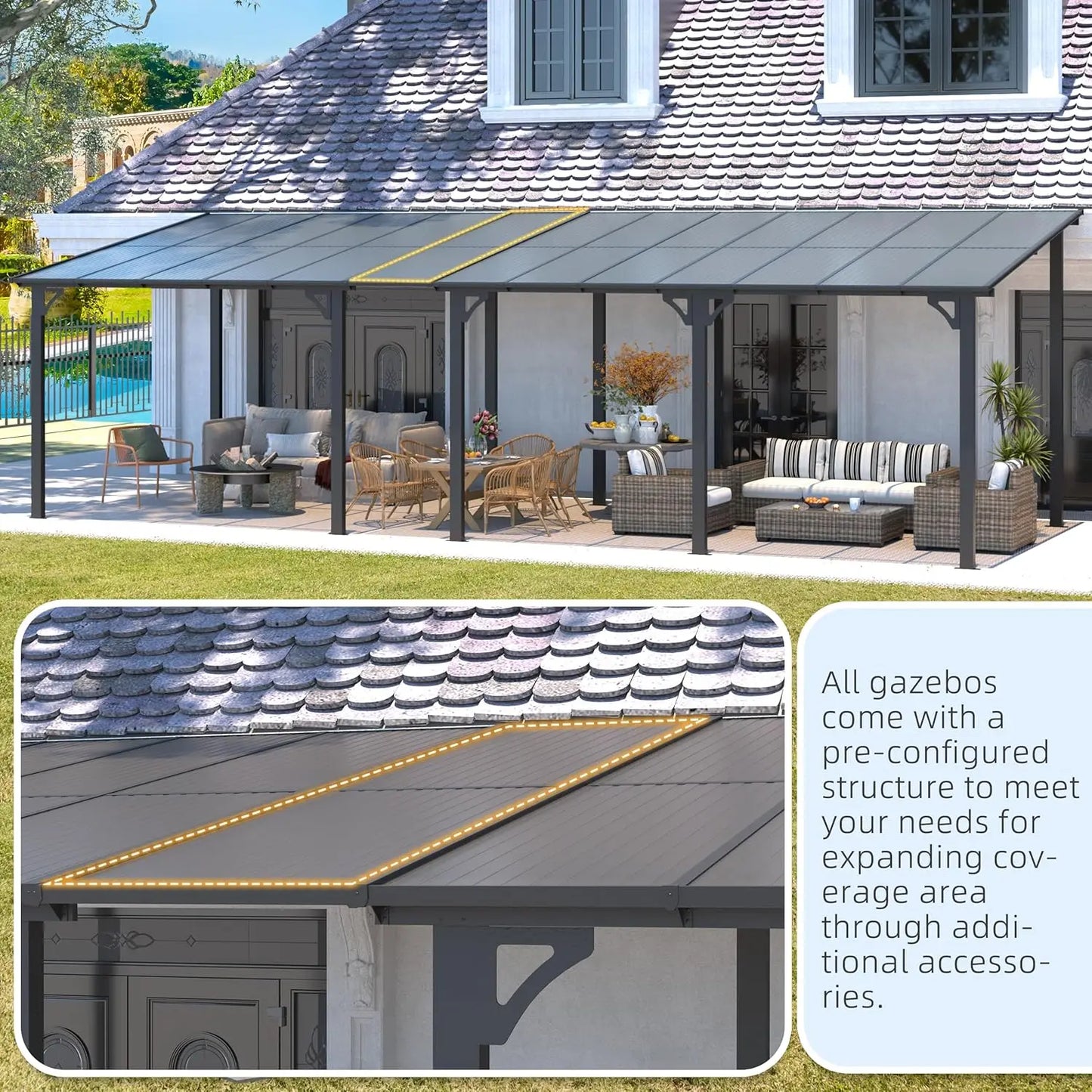 Sturdy Aluminum Gazebo With Roof For Patio Pergola