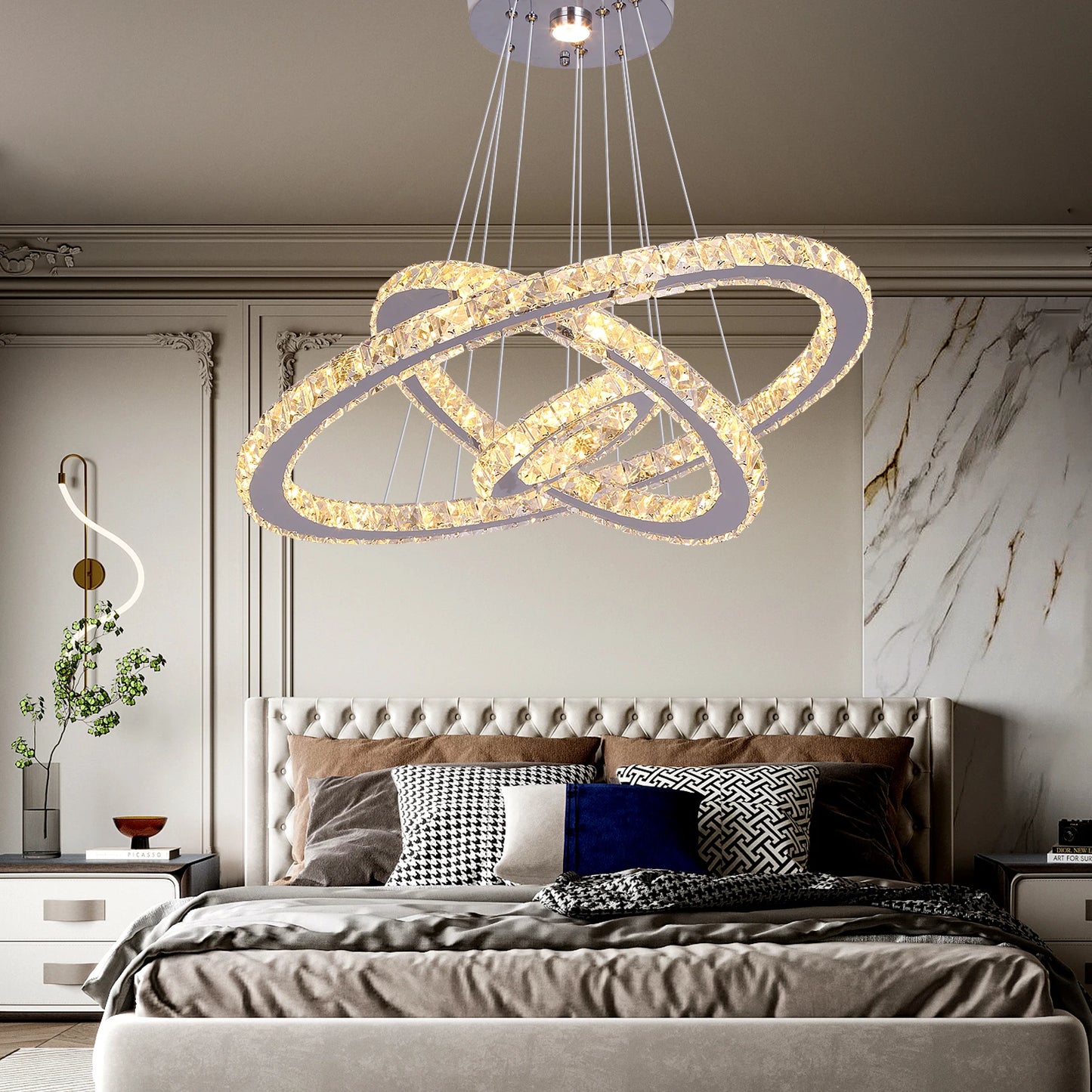 VETRULUS Crystal Ceiling Chandelier Three Ring Lighting