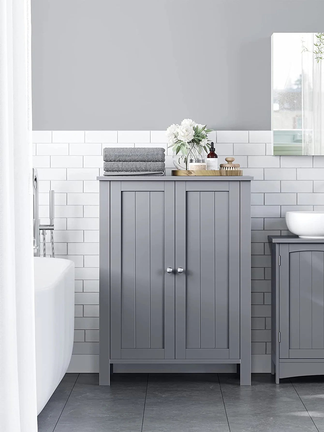 Bathroom Floor Storage Cabinet, Bathroom Storage Unit With 2 Adjustable Shelves, Cabinet Freestanding, 11.8 X 2
